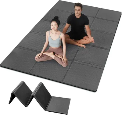 Image de Tapis de yoga XXL, en TPE antidérapant, dimensions 200x130x1 cm, pliable, pour une utilisation à domicile