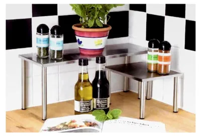 Produktbild von Küchenregal Set mit 2 Etagen aus Edelstahl
