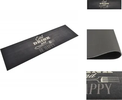 Produktbild von vidaXL Küchenteppich Waschbar Küche Schwarz 45x150 cm Samt -  Fußmatten