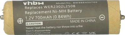 Produktbild von vhbw Akku kompatibel mit Panasonic ER230, ER2301, ER2302 Rasierer (700 mAh, 1,2 V, NiMH)