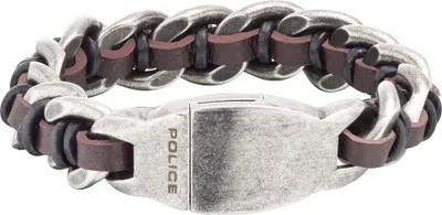 Produktbild von Police Leder Edelstahl Armband braun schwarz silber PJ25600BSE.02-S
