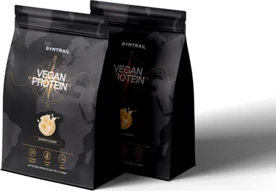 Produktbild von GYMTRAIL® Veganes Eiweißpulver aus Erbsenprotein 1000g | Pflanzliches Proteinpulver mit essenziellen Aminosäuren | Ohne Soja und Süßungsmittel mit Birkenzucker | Banana