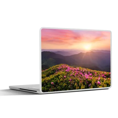 Produktbild von MuchoWow® Laptop Aufkleber Sticker Cover Blumen - Berg - Sonnenuntergang - Landschaft 32.5x23.5 cm - Sticker für Laptop - Selbstklebend