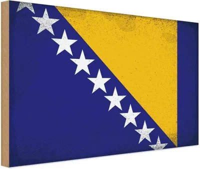 Produktbild von vianmo Holzschild 30x40 cm Bosnien und Herzegowina Flagge Fahne Wappen