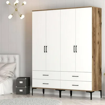 Produktbild von Großer Atria Kleiderschrank 160x201,4 cm Braun, 2 Böden