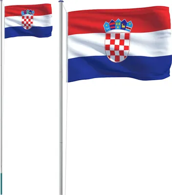 Produktbild von vidaXL Flagge Kroatiens mit Mast 6,08 m Aluminium