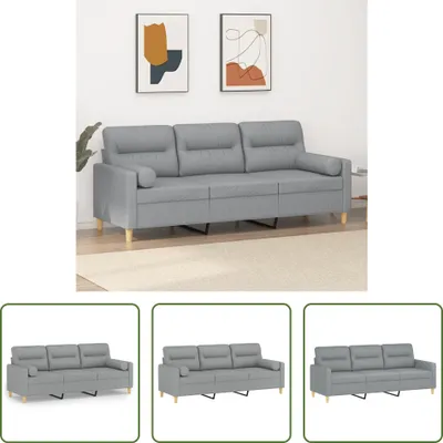 Produktbild von The Living Store 3-Sitzer-Sofa mit Zierkissen Hellgrau 180 cm Stoff