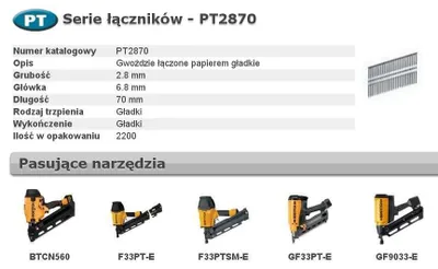 Zdjęcie produktu dla Bostitch Gwoździe Pt 33` 2,8 X 70Mm 2200 Szt.