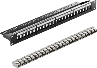 Obrázek produktu pro Patchpanel, 24portový stíněný, bez nástrojů, kompatibilní s CAT7, sada patchpanelů