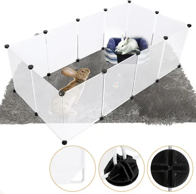 Image de Enclos Clôture pour petits animaux Facile à monter Clôture modulaire DIY 12 pièces 35x45 cm