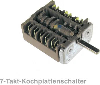 Produktbild von daniplus Kochplattenschalter, 7-takt-Schalter, Siebentakt-Schalter passend wie EGO 46.27266.500, Bauknecht Whirlpool 481227328013, Bosch Siemens 609300, Gorenje 266808
