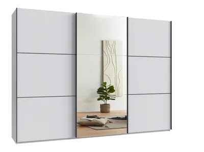 Produktbild von Schwebetürenschrank >indiana A< in WEISS / SPIEGEL - 300x216x65cm (BxHxT)