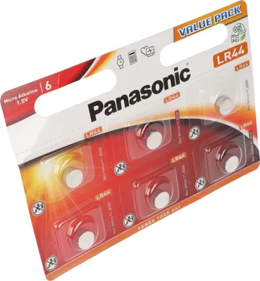 Produktbild von Panasonic Batterie Alkaline, Knopfzelle, LR44, V13GA, 1.5V Electronics, Retail Blister (6-Pack)