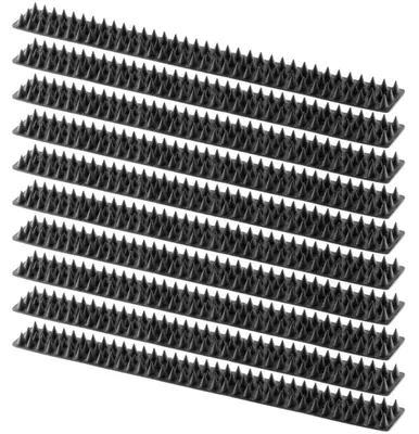 Image de Pics anti-oiseaux en plastique noir, 50 x 4,3 cm, lot de 10