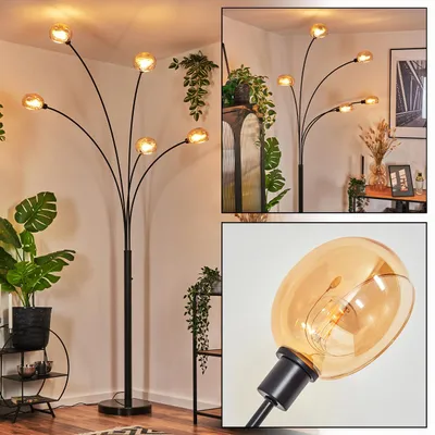 Produktbild von Suio Stehlampe aus Metall in Schwarz/Bernstein, Retro/Vintage-Design