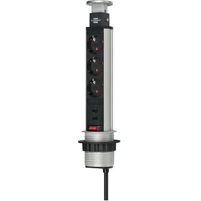 Produktbild von Steckdosenleiste Tower Brennenstuhl 3fach 2m versenkbar USB