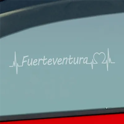 Produktbild von Auto Aufkleber Fuerteventura Puls Herzschlag mit Insel Motiv 19x4 cm Milchglas Sticker Heckscheibenaufkleber