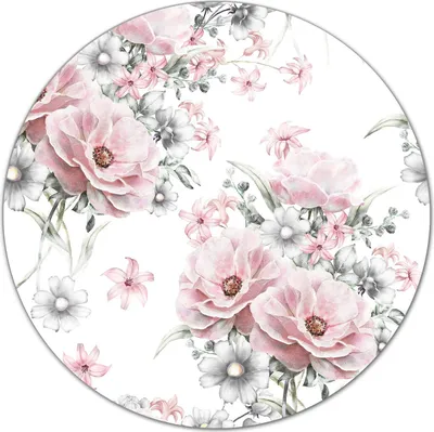Produktbild von Glas Schneidebrett Herdabdeckplatten Schneideplatten Rund - 40 cm - Zarte Blumen