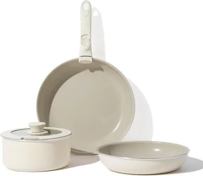 Produktbild von Kochgeschirr-Set mit abnehmbarem Griff, ideal für Camping, Keramik-Bratpfanne mit Antihaftbeschichtung, Stielkasserolle, platzsparend, spülmaschinenfest, induktionsgeeignet