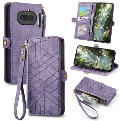 Immagine prodotto di Custodia a portafoglio con chiusura a cerniera per Nothing Phone 4a, in Pelle finta, viola