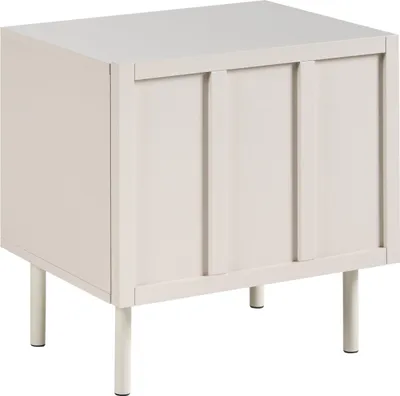 Zdjęcie produktu dla BELIANI Szafka nocna jasnobeżowa MDF metalowe nóżki kaszmir 2 półki minimalistyczna sypialnia stolik do sypialni
