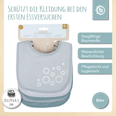 Produktbild von Bieco Lätzchen Baby Wasserdicht | 5er Pack | Baby Lätzchen Baumwolle | Waschbar | Latz Baby Latz Lätzchen Wasserabweisend Lätzchen Wasserdicht Schlabberlatz Bibs Bebek Önlüğü Lätzchen Brei