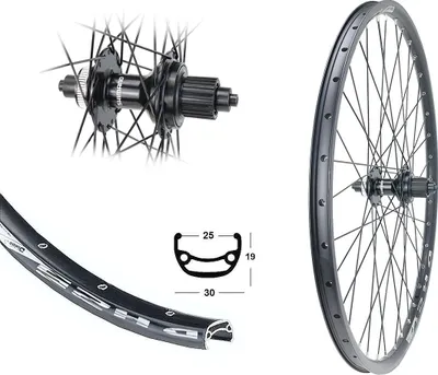 Produktbild von Hinterrad 29 Zoll DH25 Disc schwarz Shimano Deore Centerlock 12 fach 25-622 28"