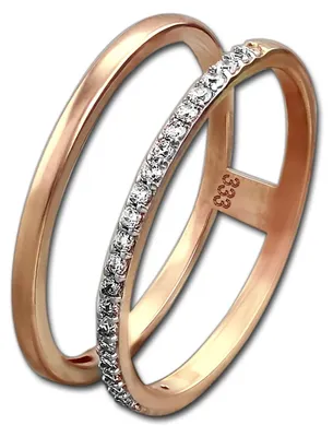 Image de Bague double en or rose 333, taille 56, or 8 carats, avec zircone, modèle D3GDR505E56