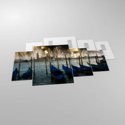 Produktbild von Bilder auf glas - Gondel Wasser Kanal - 160x90cm - Glasbilder - Wandbilder - Kunstdruck - zum Aufhängen bereit - Wanddekoration aus Glas - Glas Bilder - Wandbild auf Glas - 4 Teile - GDL160x90-0250