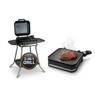 Produktbild von Unold 58585 Barbecue Grill Jimmy – Stand- & Tischgrill 2800 W, bis 300 °C, große Antihaft-Grillplatte 40×35 cm, IPX4 Spritzwasserschutz