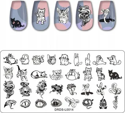 Produktbild von Nagelstempelplatte mit Katzenmustern