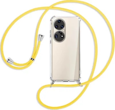 Produktbild von Handykette Backcover-Schutzhülle mit Band (Metall silberfarben) für Huawei P50 Pro - gelb