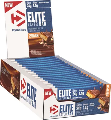 Produktbild von Dymatize Elite Layer Bar (18x60g) Choc Peanut Butter & Caramel - Riegel - Protein-Riegel
