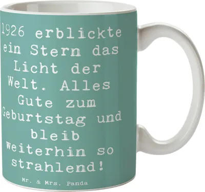 Produktbild von Mr. & Mrs. Panda Kaffeebecher Spruch 1926 Geburtstag Stern - Meeresbrise - Geschenk, schöne tasse, Glückwunsch, haferl, Lachen, Geburtstagsgeschenk, Happy Birthday