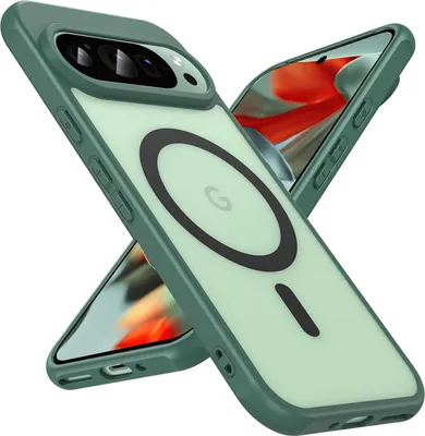 Immagine prodotto di Custodia magnetica per Google Pixel 9 Pro XL cover Copertura protettiva Magsafe Telaio in TPU antiurto forte anello magnetico, verde