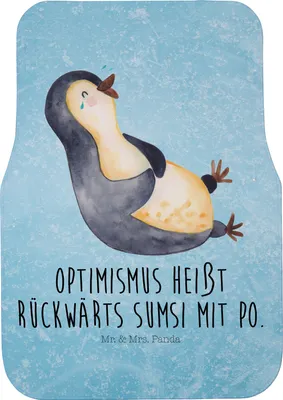 Produktbild von Mr. & Mrs. Panda Auto Teppich Pinguin Lachen - Eisblau - Geschenk, Fußmatte Fürs, Lol, Optimismus, Haha, Pinguine, Auto-Fußmatte, Humor, Automatte, Autoteppich