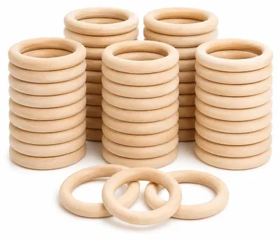 Holzringe 30x18x6 mm, 50 Stück, unbehandelt, für DIY