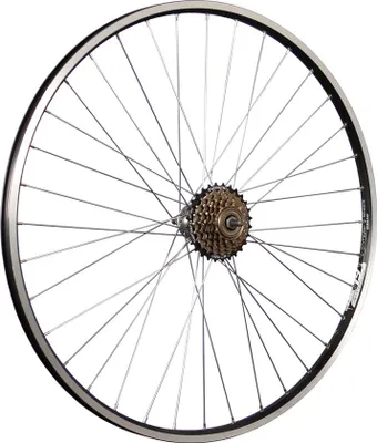 Produktbild von 28-Zoll-Hinterrad mit doppelwandiger Zac19-Felge, Ösen und 6-Gang-Freilauf von Shimano – schwarz