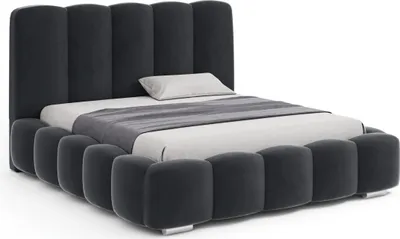 Produktbild von FEDVE Doppelbett Bonellfedern Leytron Bett Bettkasten Schlafzimmer 180x200 cm Dunkelgrau (Matt Velvet 97)