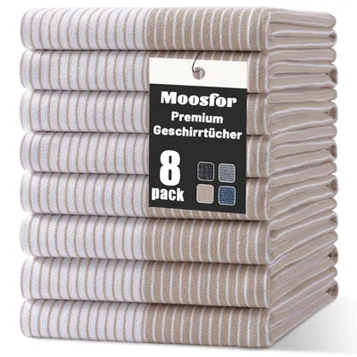 Immagine prodotto di Strofinacci da cucina in cotone 100%, set da 8 pezzi, 46 x 72 cm, color beige