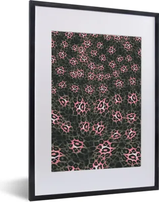 Produktbild von MuchoWow® Gerahmtes Poster Pantherdruck - Pastell - Muster 30x40 cm - Poster mit Schwarzem Bilderrahmen Wandposter Rahmen Foto Bilder - Wandposter Schlafzimmer