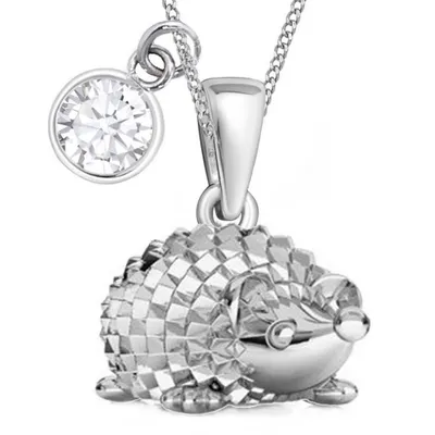 Niedliche Igel Halskette I Tier Echtschmuck für Mädchen I Weiss