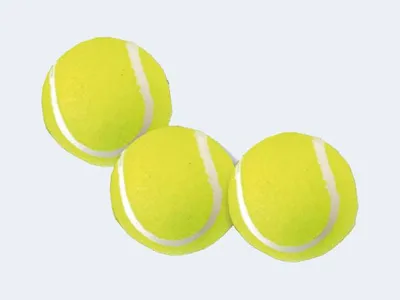 Produktbild von 3 gelbe Tennisbälle, drucklos, 6 cm Durchmesser, grundlegende Qualität, im Beutel, ab 6 Jahren