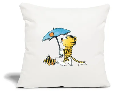 Produktbild von Spreadshirt Janosch Kleiner Tiger Tigerente Mit Schirm Kissenbezug 45x45 cm, One size, Naturweiß