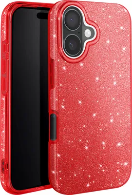 Zdjęcie produktu dla Avizar, błyszczące etui na telefon iPhone 16 - ultracienkie i odporne na wstrząsy, czerwone
