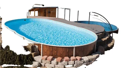 Obrázek produktu pro Bazén s ocelovou stěnou AZURO VARIO WOOD WL3, oválný, 730 x 370 x 120 cm, pouze bazén, bez vnitřní vložky