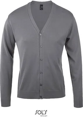 Produktbild von SOLs 90011 | Golden Men V-Neck Knitted Cardigan - Farbe: Medium Grey (Solid) - Größe: XL