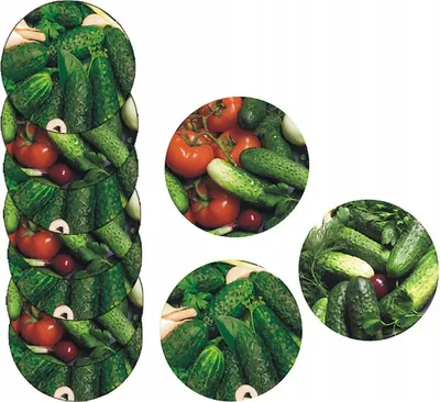 Productafbeelding van Set van 10 deksels voor potten, diameter 66 mm, met een augurkendesign, met 4 haakjes