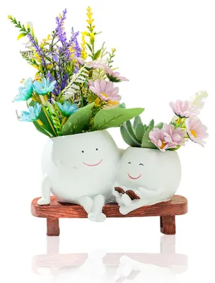 Produktbild von Omgoods – Blumentopf mit lächelndem Gesicht – Schattige Blumentöpfe für Innen- und Außenbereich