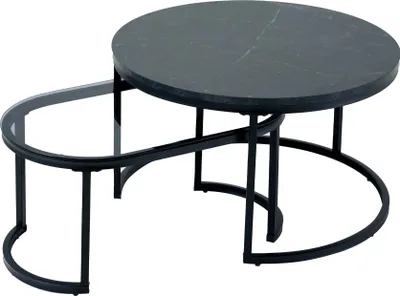 Image de Table basse 70 cm en marbre et verre, design moderne pour le salon - ACHETER MAINTENANT